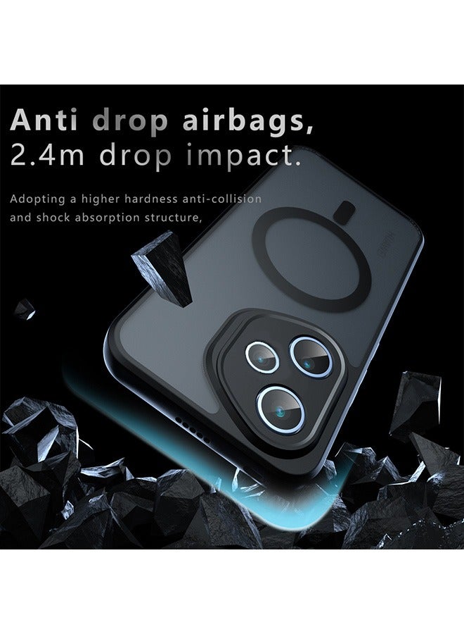 Magnetic Case for Honor 400 5G, Frosted Translucent Back Protective Slim Phone Cover, Anti-Fingerprints, Anti-Fall Drop Protection, Shockproof Case for Honor 400 5G (Black)  - Image 2