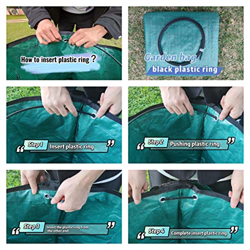Pilntons 2 Pack 32 Gallons Reusable Yard Waste Bags with Zipper Lid Garden Waste Bags with 4 Handles Outdoor Heavy Duty Gardening Lawn Leaf Bags Large Garden bags for Collecting Leaves Weeds Debris - Image 3