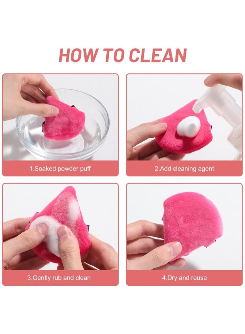 Kali Joy Triangle Makeup Puff Set, Multifunctional Facial Makeup Tool Wet, Dry Dual-Use Makeup Sponge, Velvet Setting Makeup Puff Powder Sponge (Pink). - Image 4
