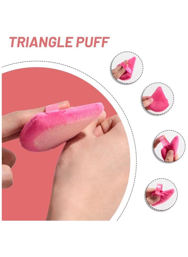 Kali Joy Triangle Makeup Puff Set, Multifunctional Facial Makeup Tool Wet, Dry Dual-Use Makeup Sponge, Velvet Setting Makeup Puff Powder Sponge (Pink). - Image 3