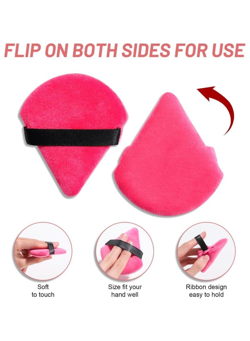 Kali Joy Triangle Makeup Puff Set, Multifunctional Facial Makeup Tool Wet, Dry Dual-Use Makeup Sponge, Velvet Setting Makeup Puff Powder Sponge (Pink). - Image 5