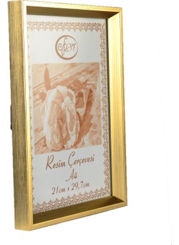MİXEFOR A4 Frame-Color GOLD -Back Surface 3mm MDF-Front surface Unbreakable, non-glare, Anti-reflective