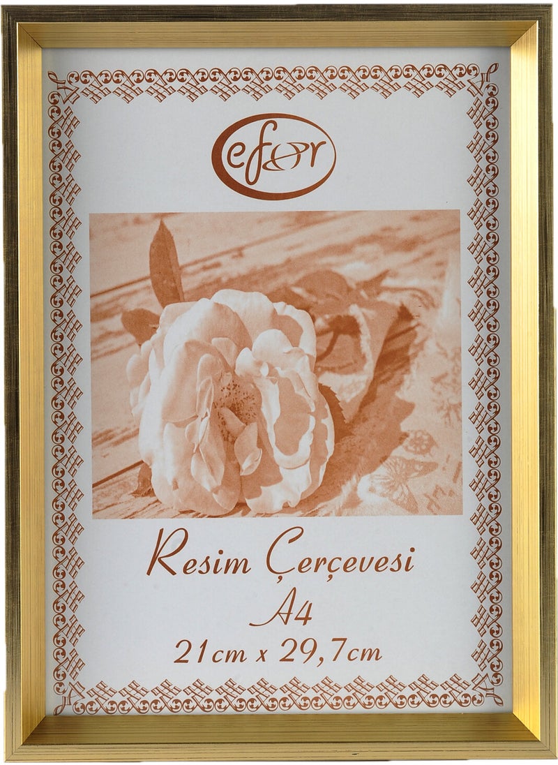 mixefor - MİXEFOR A4 Frame-Color GOLD -Back Surface 3mm MDF-Front surface Unbreakable, non-glare, Anti-reflective - Image 1
