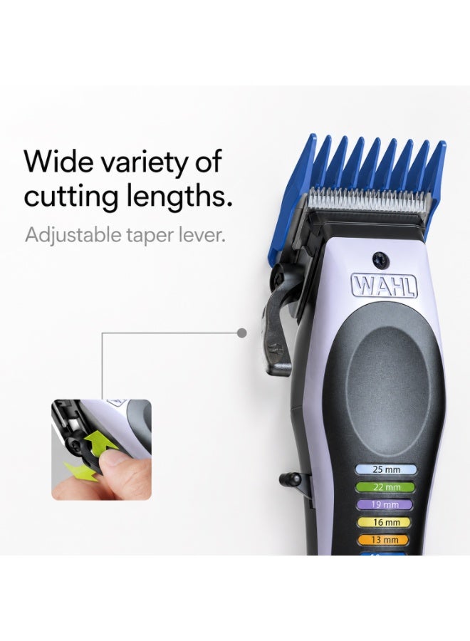 WAHL Cordless Color Pro, Lithium-Ion, Hair Clipper for Men, Rechargeable Hair Cutting Kit with 12 Color Coded Guards, Self-Sharpening Blades & Adjustable Taper Lever - 3027001 - Black & WAHL Travel Shaver, Wet & Dry Shave, 45 Minutes Cordless Runtime, Travel Friendly, 3615-1027 Black/Silver Bundle - Image 4