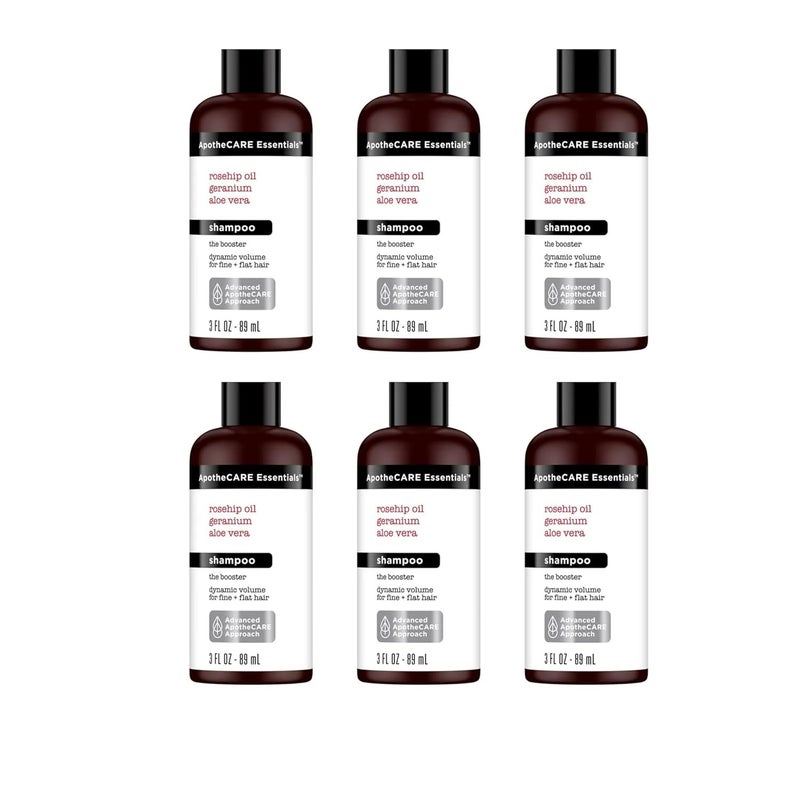 ApotheCARE Shampoo Aloe Vera Rosehip Oil Geranium Travel Size 3 oz Pack of 6