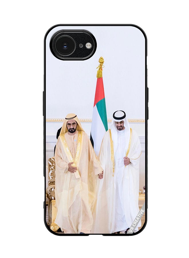 غطاء حماية لجهاز آبل آيفون 16e بتصميم الشيخ محمد بن زايد آل نهيان والشيخ محمد بن راشد آل مكتوم متعدد الألوان