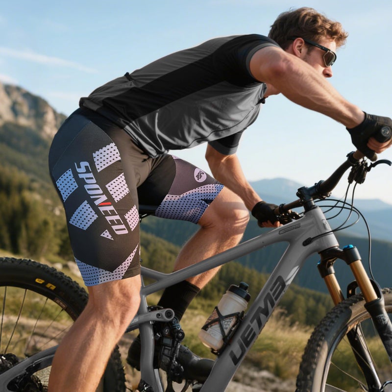 sponeed Biking Shorts with Padding Bicycle Chamois Compression Pants Padded Biker Clothing US S Grey - Image 5