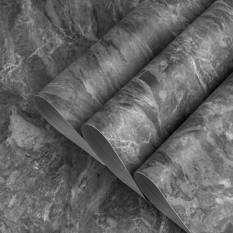 Dark Gray Marble Paper Thick Matte Countertop Contact Paper for Kitchen Bathroom Self Adhesive Waterproof Granite Wallpaper Stick and Peel Counter Top Laminant Marble Look Vinyl Countertop Paper
