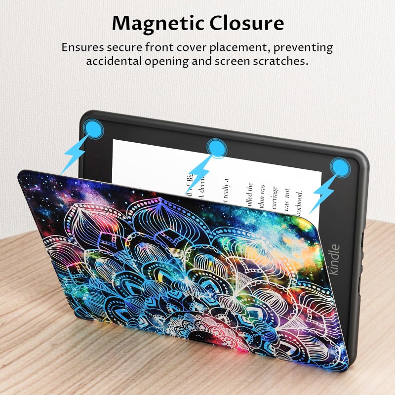 VORI TPU Case for 6" Kindle Paperwhite (10th Generation, 2018 Release), Water-Safe Protective Slimshell Smart Cover with Auto Sleep/Wake for Amazon Kindle Paperwhite 2018 E-Reader, Mandalas Galaxy - Image 5
