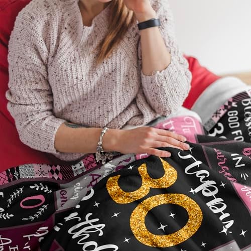 Amonee-YL 30th Birthday Gifts For Women, 30 Yr Birthday Blanket 50"X60", 30th Bday Gifts For Female, 30th Birthday Decorations For Her, 30 Year Old Birthday Gifts For Women, Gift For 30 Year Old Woman - Image 4