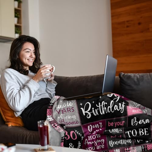 Amonee-YL 30th Birthday Gifts For Women, 30 Yr Birthday Blanket 50"X60", 30th Bday Gifts For Female, 30th Birthday Decorations For Her, 30 Year Old Birthday Gifts For Women, Gift For 30 Year Old Woman - Image 3