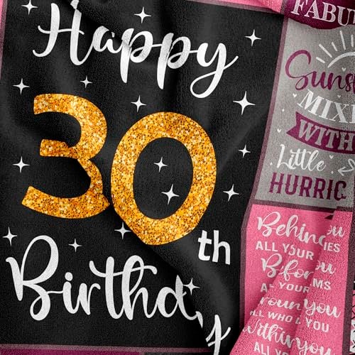 Amonee-YL 30th Birthday Gifts For Women, 30 Yr Birthday Blanket 50"X60", 30th Bday Gifts For Female, 30th Birthday Decorations For Her, 30 Year Old Birthday Gifts For Women, Gift For 30 Year Old Woman - Image 2