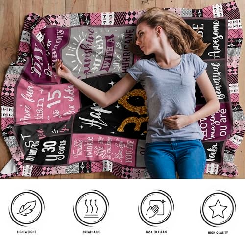 Amonee-YL 30th Birthday Gifts For Women, 30 Yr Birthday Blanket 50"X60", 30th Bday Gifts For Female, 30th Birthday Decorations For Her, 30 Year Old Birthday Gifts For Women, Gift For 30 Year Old Woman - Image 5