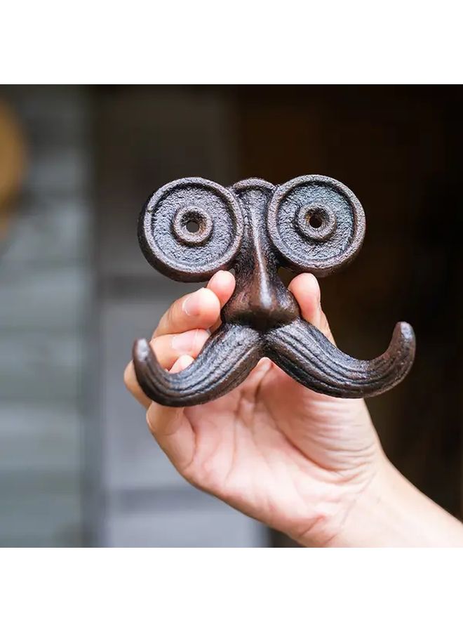Uncle Blackbeard Vintage Cast Iron Mustache Hook Rustic Wall Mounted Storage Organizer - Image 3