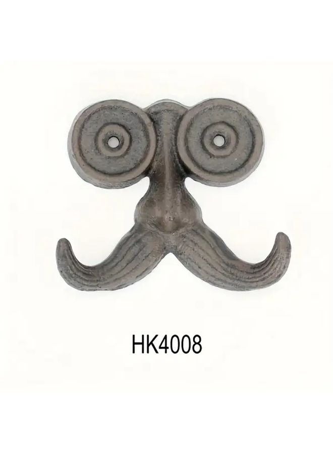 Uncle Blackbeard Vintage Cast Iron Mustache Hook Rustic Wall Mounted Storage Organizer - Image 1