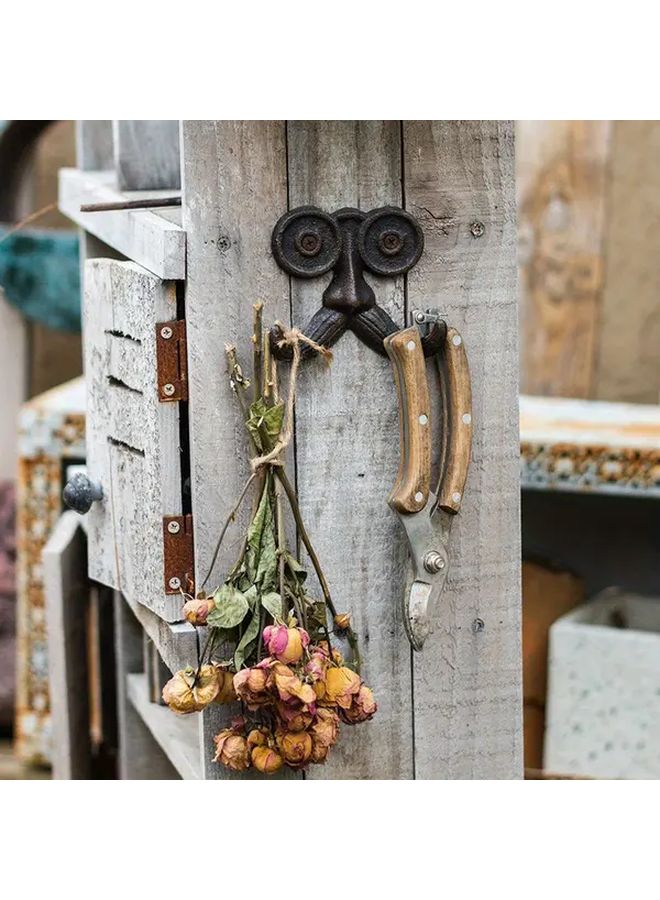 Uncle Blackbeard Vintage Cast Iron Mustache Hook Rustic Wall Mounted Storage Organizer - Image 2