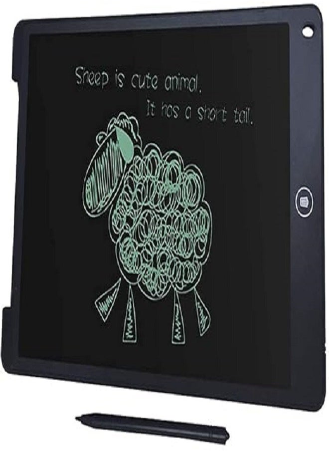 ماركة غير محددة تابلت كتابة LCD مقاس 12 بوصة قلم ذكي للكتابة اليدوية، مناسب للعائلة والمدرسة والمكتب ولوحة كتابة للأطفال والكبار، زر مسح القفل، لوحة رسم الشعار المبتكرة للكتابة الإلكترونية - رسم رقمي - ساده (أسود)  - Image 2