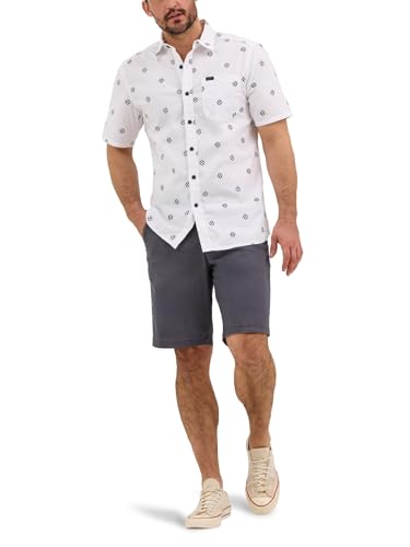 Lee Men's All Purpose Classic Fit Short Sleeve Shirt, White Geometric - Image 3