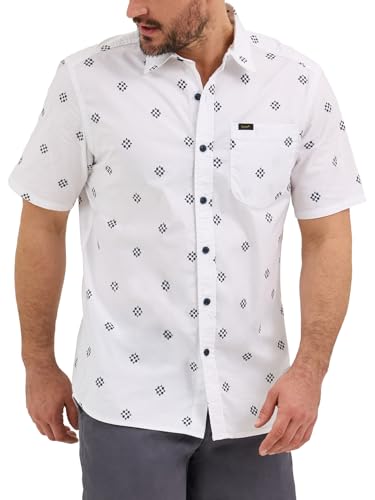 Lee Men's All Purpose Classic Fit Short Sleeve Shirt, White Geometric - Image 5