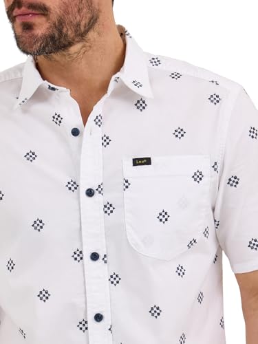 Lee Men's All Purpose Classic Fit Short Sleeve Shirt, White Geometric - Image 2