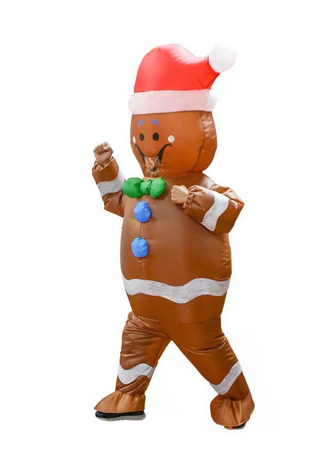 Chrismas Inflatable Costume Full Body Suit Blow Up Costume for Adult Brown - Image 1