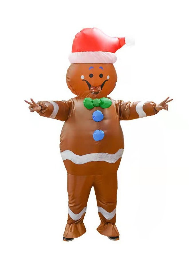 Chrismas Inflatable Costume Full Body Suit Blow Up Costume for Adult Brown - Image 2