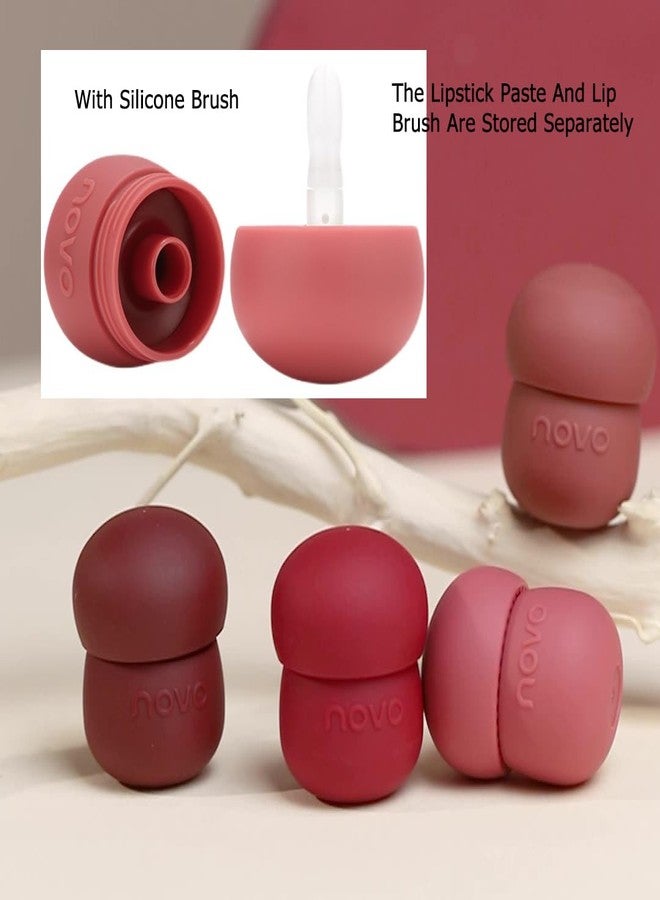 Rayberro 4 Pack Matte Ink Lip Glaze Lipstick Set, Pinecone Shape Lipstick Set, Long Lasting Wear Non-Stick Cup Waterproof Lipsticks Lip Balm - Image 3