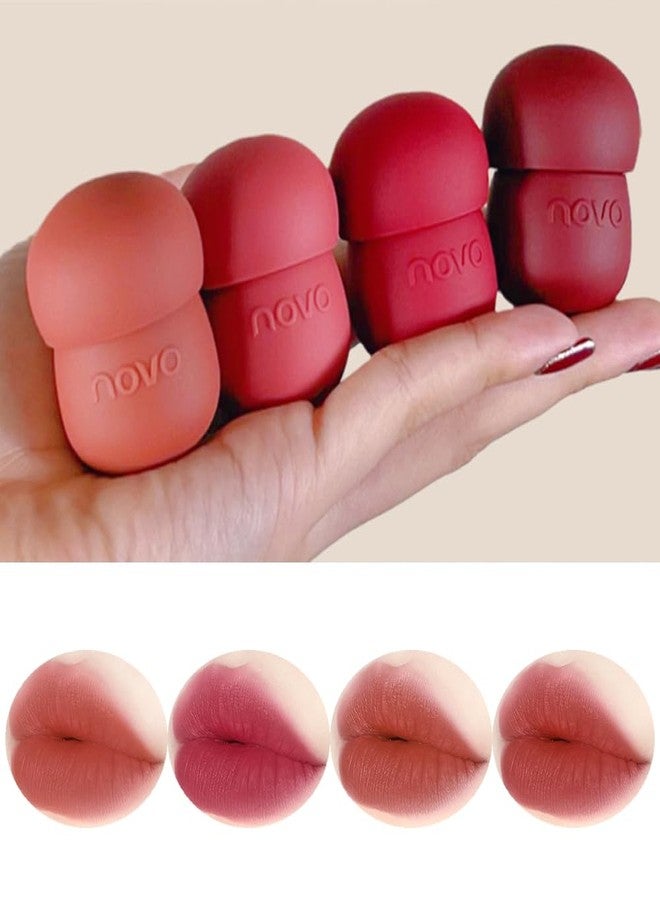 Rayberro 4 Pack Matte Ink Lip Glaze Lipstick Set, Pinecone Shape Lipstick Set, Long Lasting Wear Non-Stick Cup Waterproof Lipsticks Lip Balm - Image 1