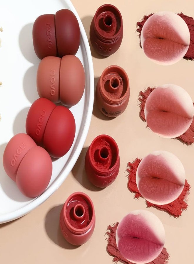 Rayberro 4 Pack Matte Ink Lip Glaze Lipstick Set, Pinecone Shape Lipstick Set, Long Lasting Wear Non-Stick Cup Waterproof Lipsticks Lip Balm - Image 2