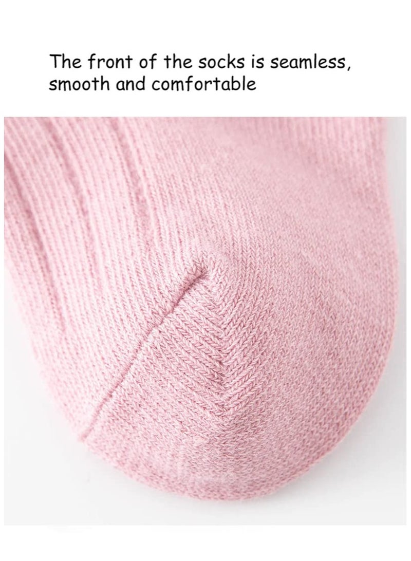 SYOSI Baby Girls Knee High Socks Toddlers Newborn Infant Bow Princess Dress Dance Knit Socks Tube Ruffled Uniform Stockings, 5 Pairs, 1-3 Years  - Image 3