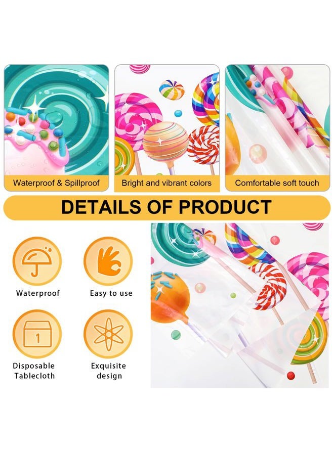 Phogary Sweet Candyland Tablecloth, Pack of 3 Candy Themed Plastic Tablecloths, Two Cute Birthday Tablecloths, Colourful Lollipop Tablecloths for Girls Party, Candy Country Christmas Decoration - Image 3