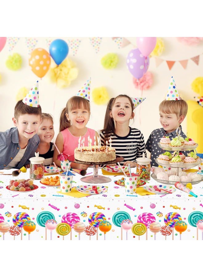 Phogary Sweet Candyland Tablecloth, Pack of 3 Candy Themed Plastic Tablecloths, Two Cute Birthday Tablecloths, Colourful Lollipop Tablecloths for Girls Party, Candy Country Christmas Decoration - Image 4