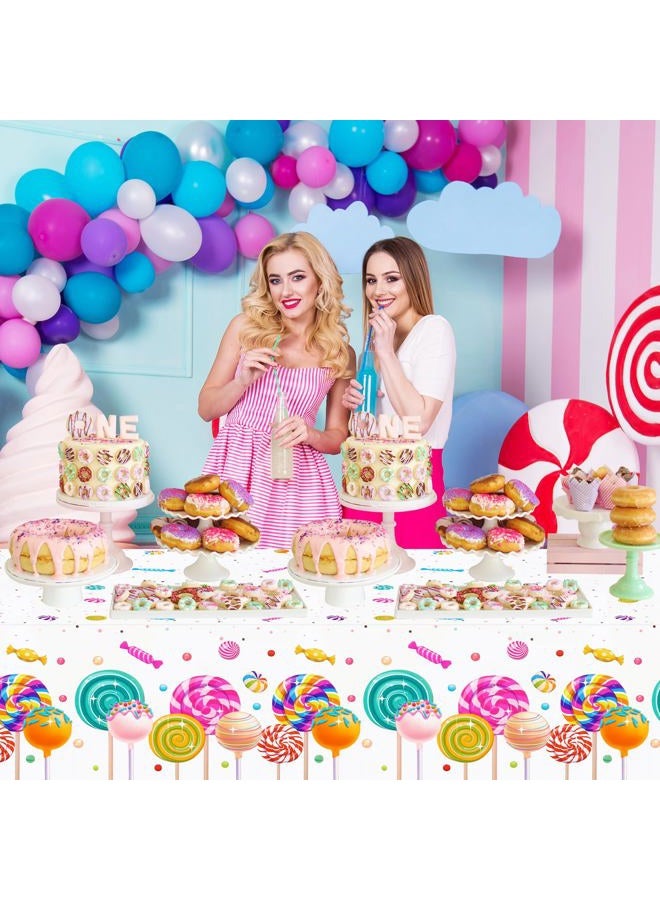Phogary Sweet Candyland Tablecloth, Pack of 3 Candy Themed Plastic Tablecloths, Two Cute Birthday Tablecloths, Colourful Lollipop Tablecloths for Girls Party, Candy Country Christmas Decoration - Image 5