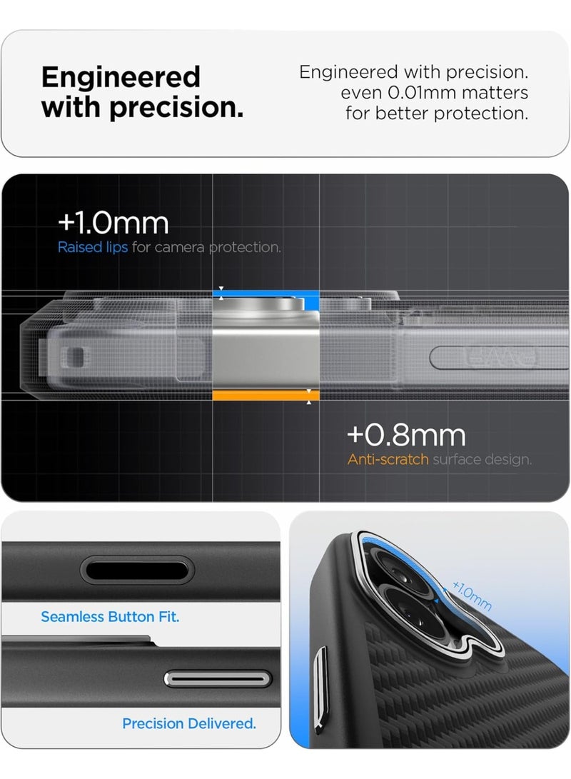 Spigen غطاء آيفون 17 من إنزو أراميد تي ماج فيت مع [غطاء زر التحكم بالكاميرا] ألياف أراميد [ماج سيف] - أسود | فضي - Image 5