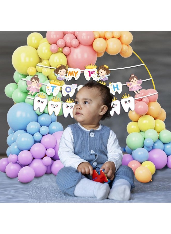 Festiko® My First Tooth Decoration Combo - 26 Pcs (Banner + Balloons), First Tooth Decoration Items For Baby, 1st Tooth Photoshoot Decoration - Image 3