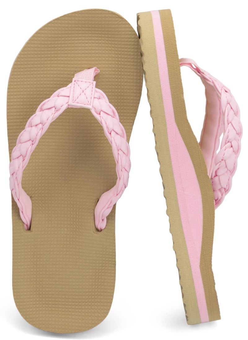 ChayChax Kids Boys Girls Flip Flops Quick Dry Beach Pool Shower Water Sandals with Comfortable Cushion Footbed(Little Kid/Big Kid),Pink,2 big kid - Image 1