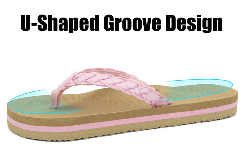 ChayChax Kids Boys Girls Flip Flops Quick Dry Beach Pool Shower Water Sandals with Comfortable Cushion Footbed(Little Kid/Big Kid),Pink,2 big kid - Image 4