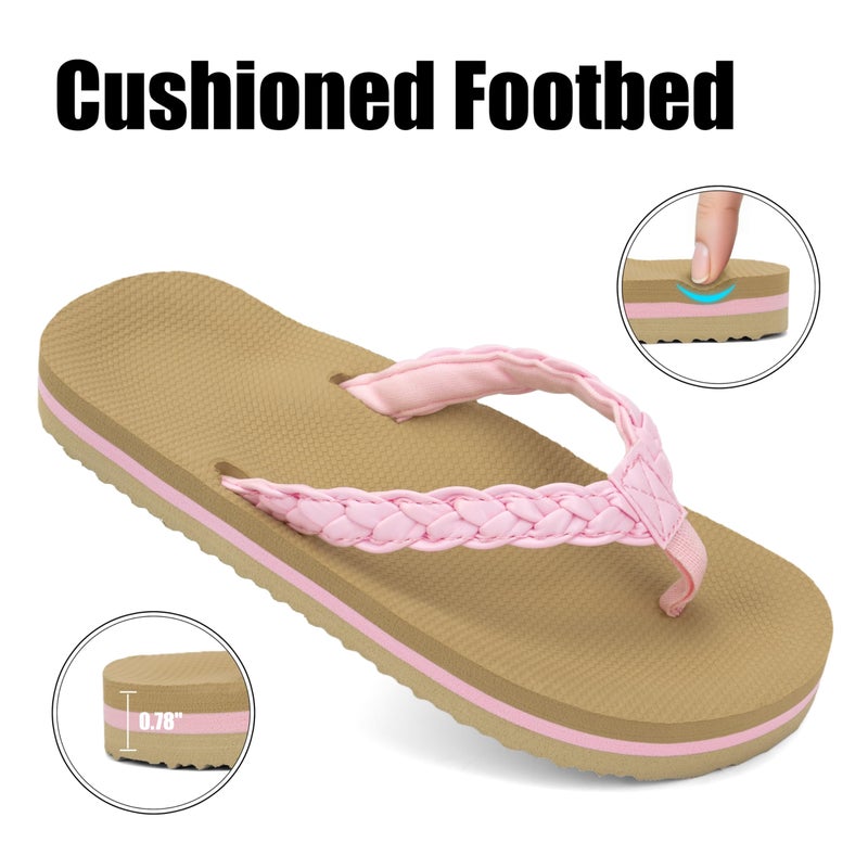ChayChax Kids Boys Girls Flip Flops Quick Dry Beach Pool Shower Water Sandals with Comfortable Cushion Footbed(Little Kid/Big Kid),Pink,2 big kid - Image 5