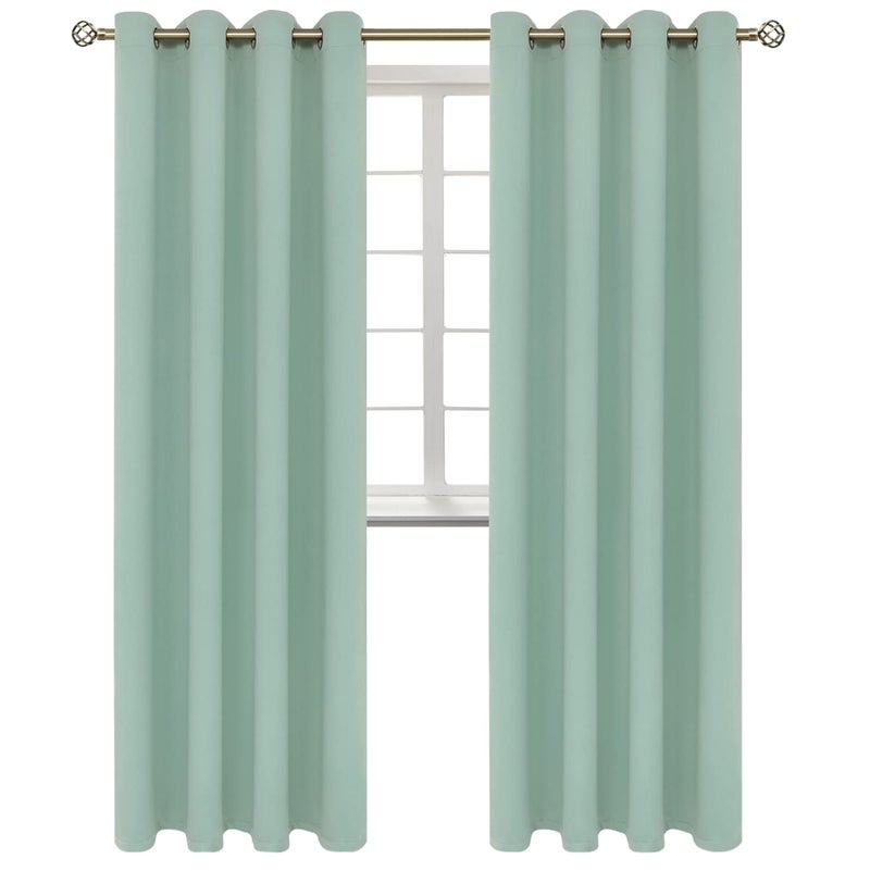 BGment Blackout Curtains - Grommet Thermal Insulated Room Darkening Bedroom and Living Room Curtains  Set of 2 Panels (52 x 95 Inch  Frosty Green) - Image 1