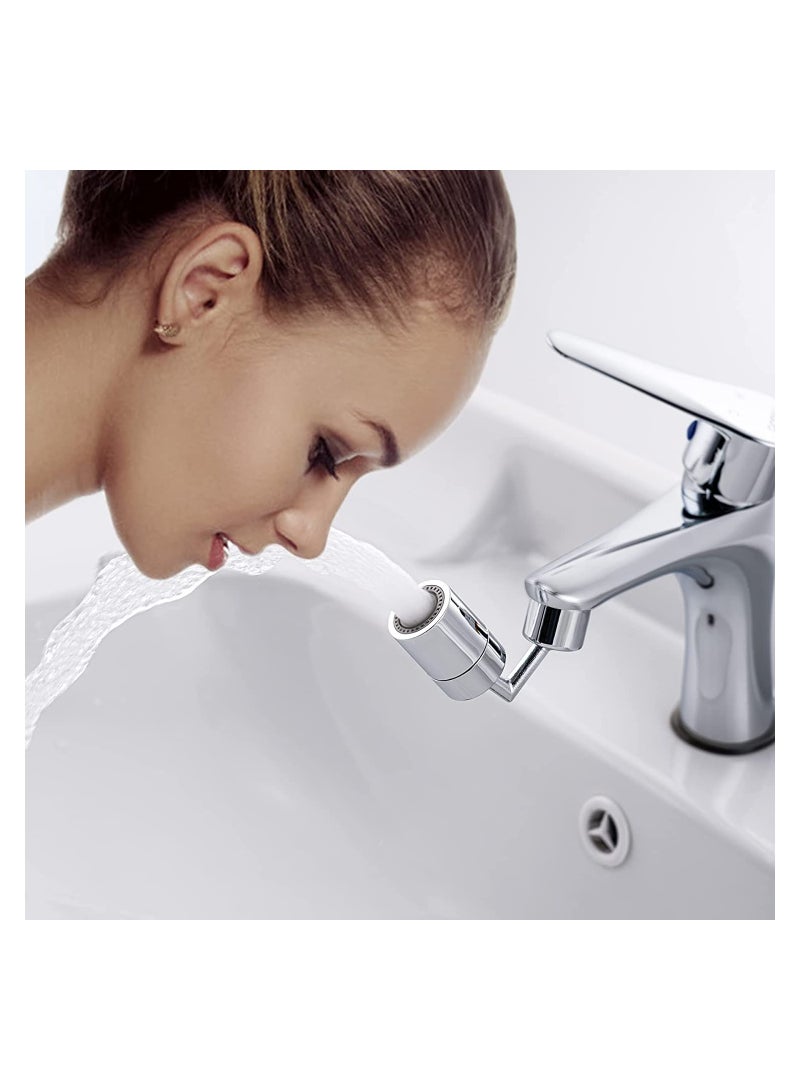SYOSI Faucet Aerator, 720° Big Angle Spray Aerator Dual Function Kitchen Faucet Aerator, Bathroom Faucet Mounted for Face Washing, Gargle and Eye Flush, Polished Chrome - Image 1