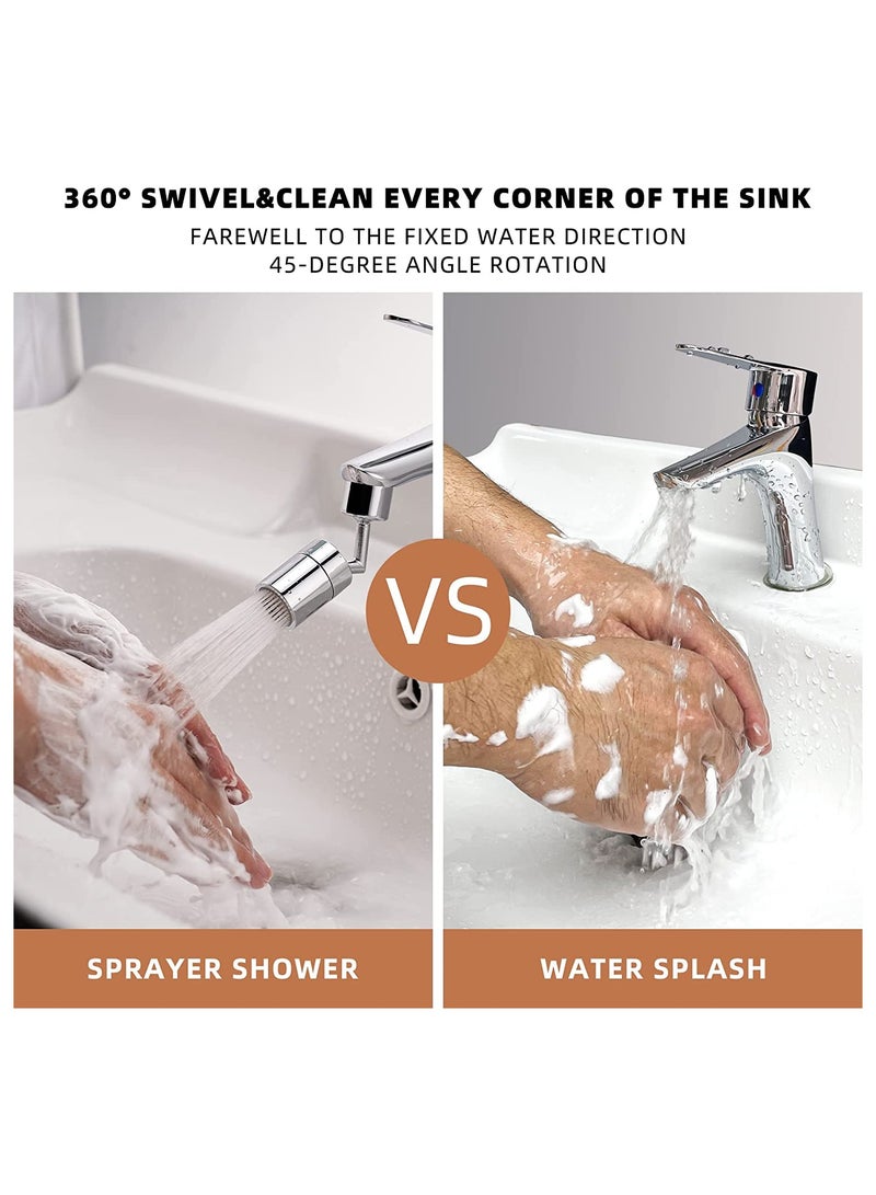 SYOSI Faucet Aerator, 720° Big Angle Spray Aerator Dual Function Kitchen Faucet Aerator, Bathroom Faucet Mounted for Face Washing, Gargle and Eye Flush, Polished Chrome - Image 4