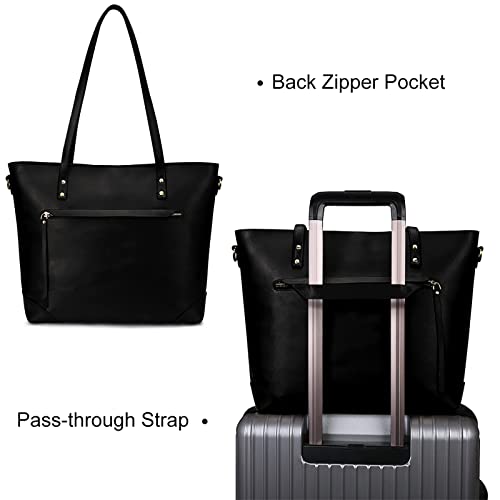 S-ZONE Vintage Genuine Leather Shoulder Bag Work Totes for Women Purse Handbag with Back Zipper Pocket Large - Image 3