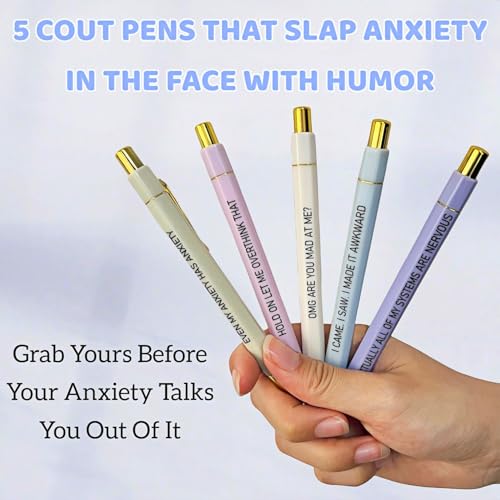 Jxueych Anxiety Relief Ballpoint Pen Set | Motivational & Humorous Quotes for Stress Management | Office & Daily Use - Image 3