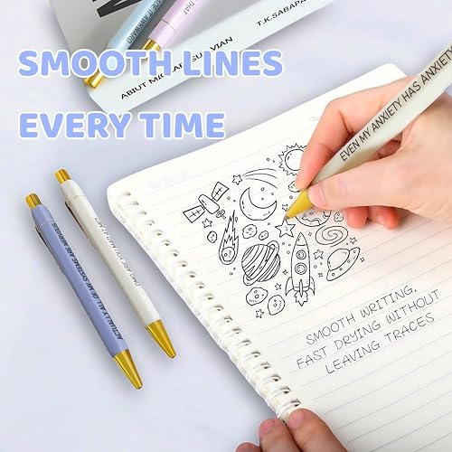 Jxueych Anxiety Relief Ballpoint Pen Set | Motivational & Humorous Quotes for Stress Management | Office & Daily Use - Image 4
