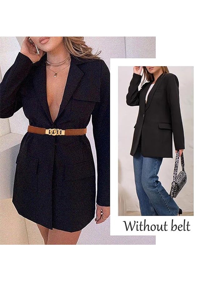 3PCS Women Skinny Leather Belt Set, Accessories Waist Strap, Women Waistband, Thin Adjustable Waist Belts with Metal Buckle for Jeans, Pants, Dresses, Elegant Vintage Style - Image 2