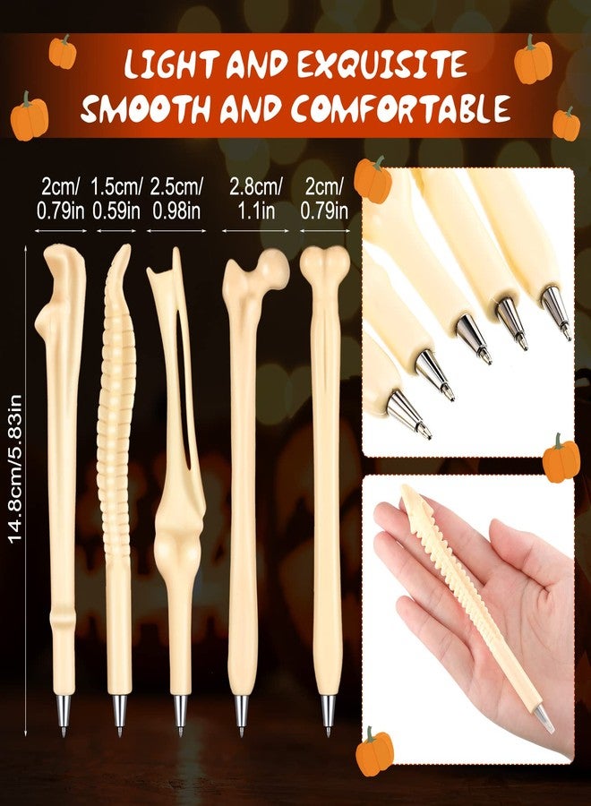 Geosar Halloween Bone Pens Novelty Bone Shape Ballpoint Pens Black Ink 1.0 mm Finger Pen Skeleton Ballpoint Pen Creative Novelty Pens for Artist Doctor Nurse School Office Halloween Party (120 Pcs) - Image 4