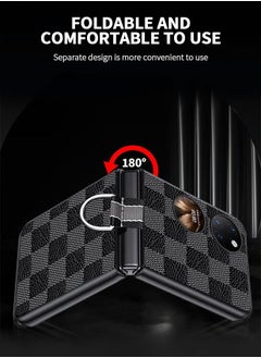 GROIC جراب هاتف قابل للطي لهاتف Huawei P50 Pocket مقاس 6.9 بوصة بنمط منقوش على الطراز البريطاني مع مشبك حلقي ملون  - Image 4