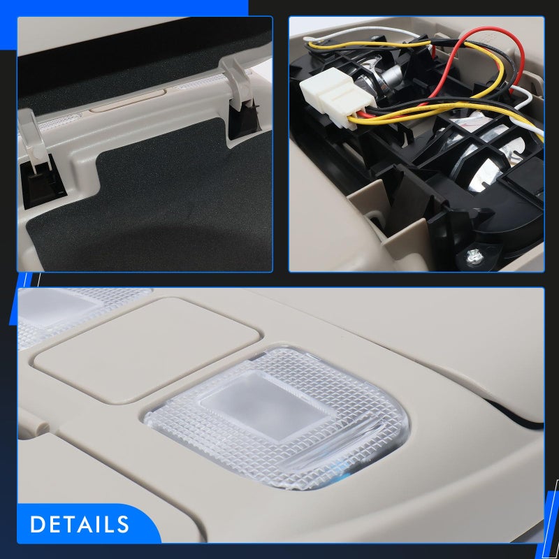 RHAOCZIYAUTO LED Overhead Console Assembly Fit for Dodge Ram 1500 2500 3500 1998-2002 Cab Interior Ceiling Dome Map Reading Light Lamp Map lights Replaces# SN96TL2AA, SN94TL2AA, L0021202, 5013609AA, 55350657, Tan - Image 5