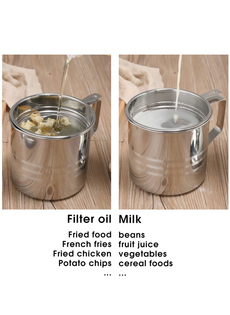 KASTWAVE 1.2L Oil Strainer Container, Stainless Steel Kitchen Cooking Oil Storage Pot Grease Keeper with Detachable Fine Mesh Filter  - Image 5