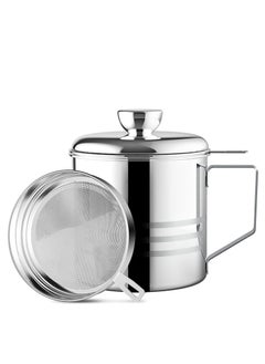 KASTWAVE 1.2L Oil Strainer Container, Stainless Steel Kitchen Cooking Oil Storage Pot Grease Keeper with Detachable Fine Mesh Filter  - Image 1